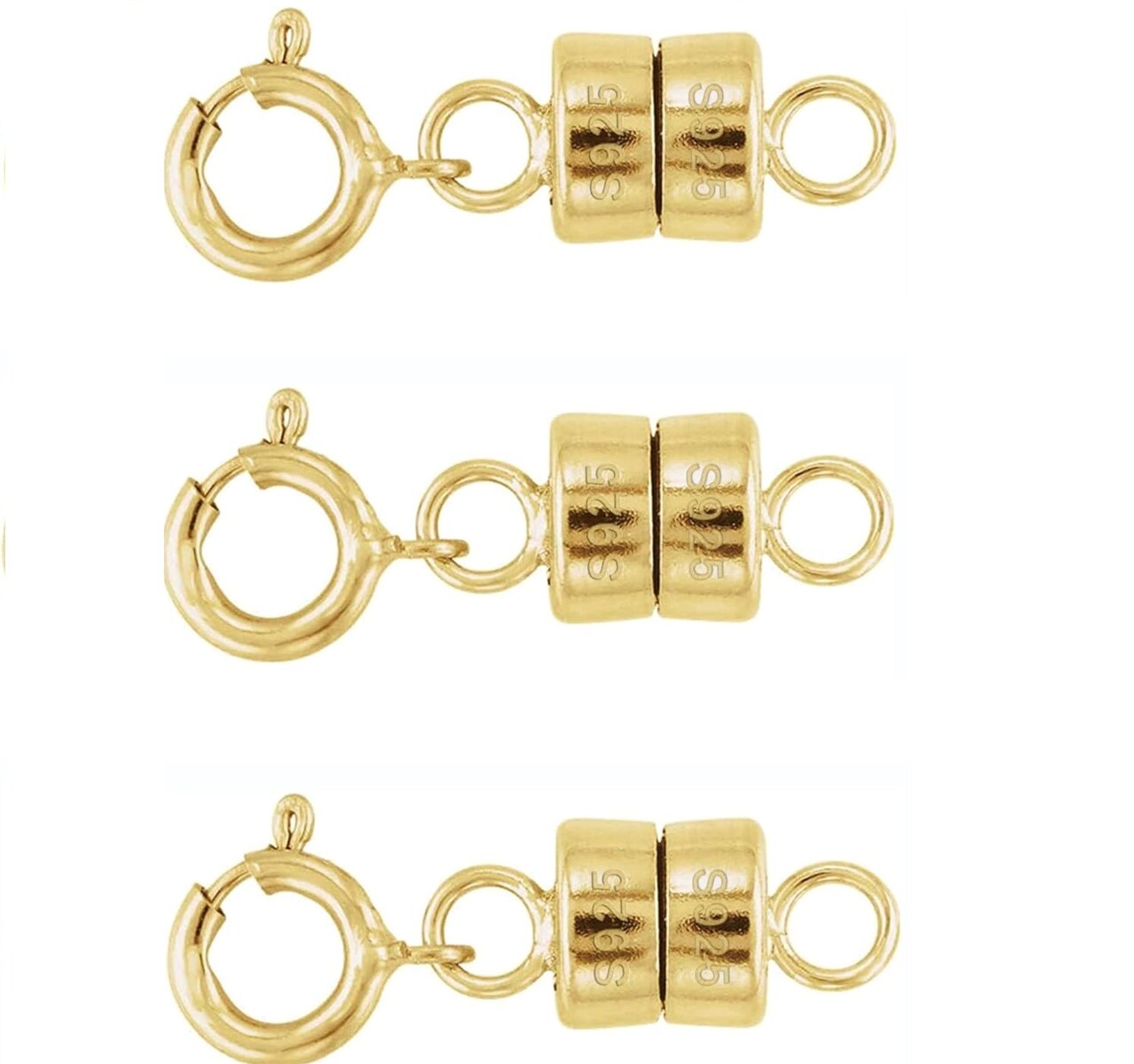 14K Magnetic Necklaces Clasp Converter Closures Jewelry Clasps Connector Chain Extender Locking Magnetic Jewelry Making Supplies for DIY Necklace Bracelet (3 pcs 14K Gold)